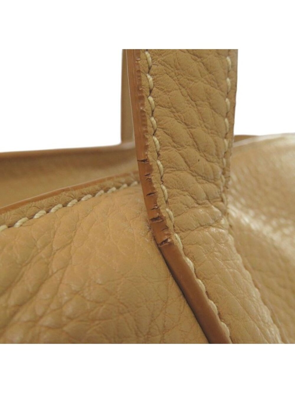 Prada Vitello Daino Gold Leather Brown Tote Shoulder Bag - Picture 8 of 10